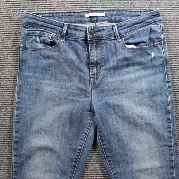 Levi's Mid Rise Skinny Jeans Women's 32x26 Blue Raw Hem Stretch - Picture 4 of 9